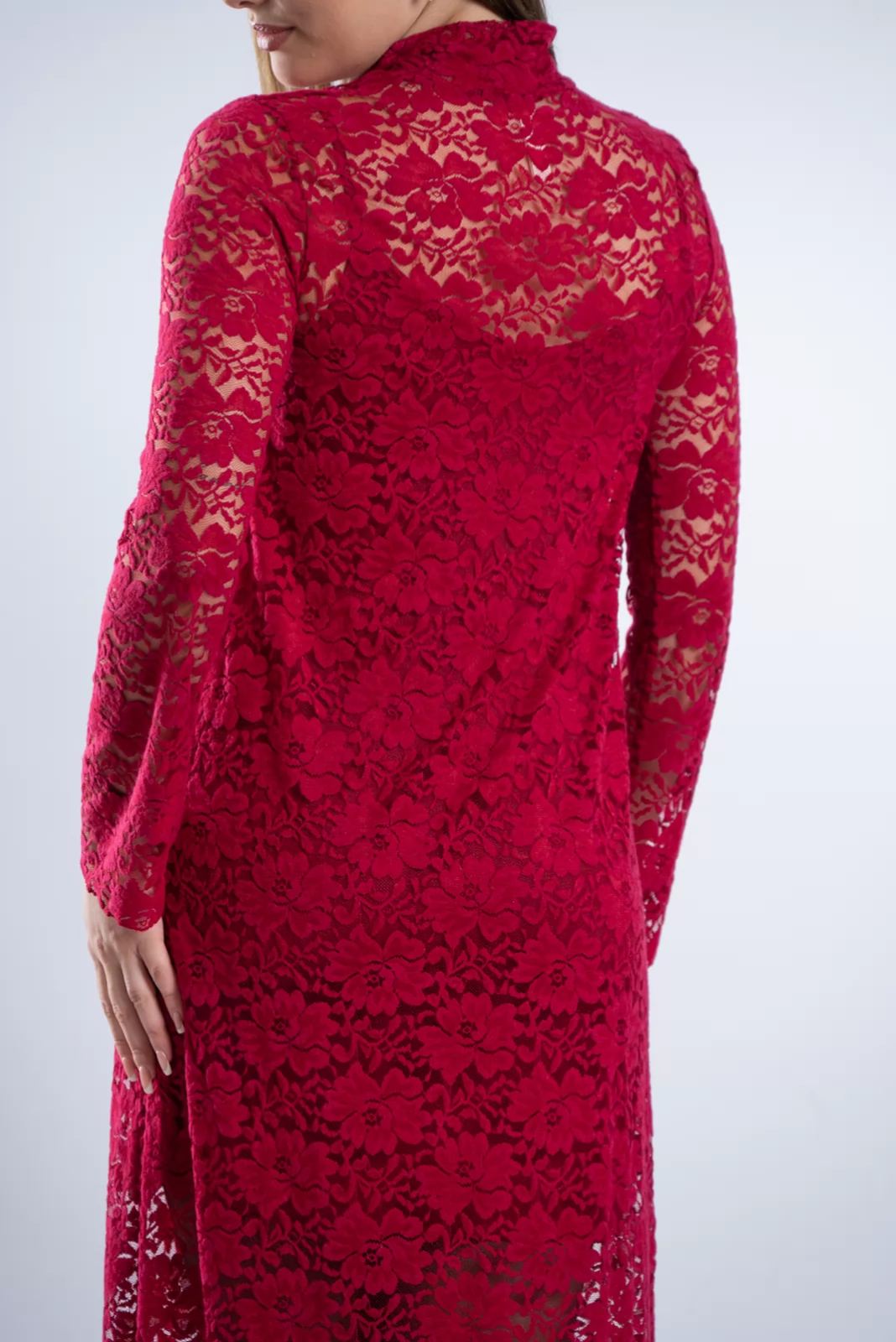 Φόρεμα Δαντέλα Διαφάνεια Κόκκινο