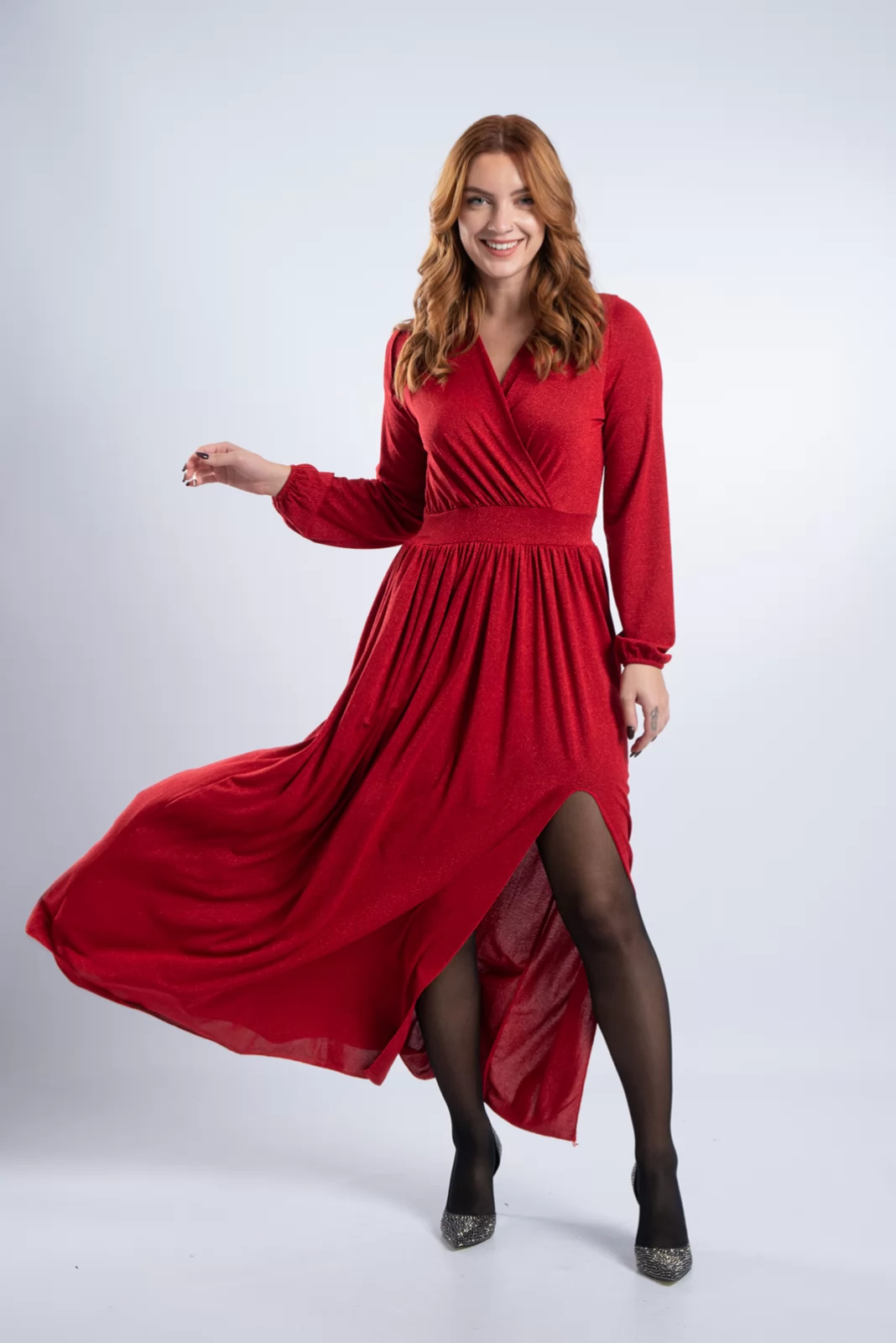 Φόρεμα Maxi Lurex Κόκκινο