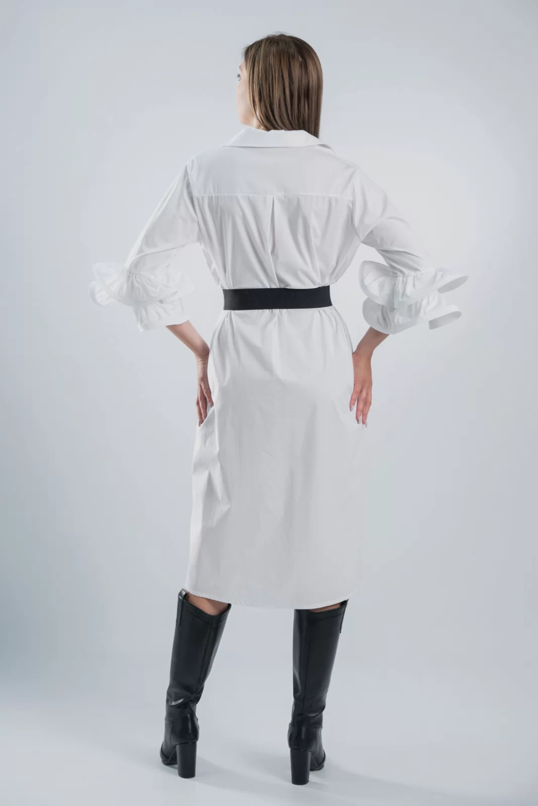 Φόρεμα Σεμιζέ Εντυπωσιακά Μανίκια Λευκό