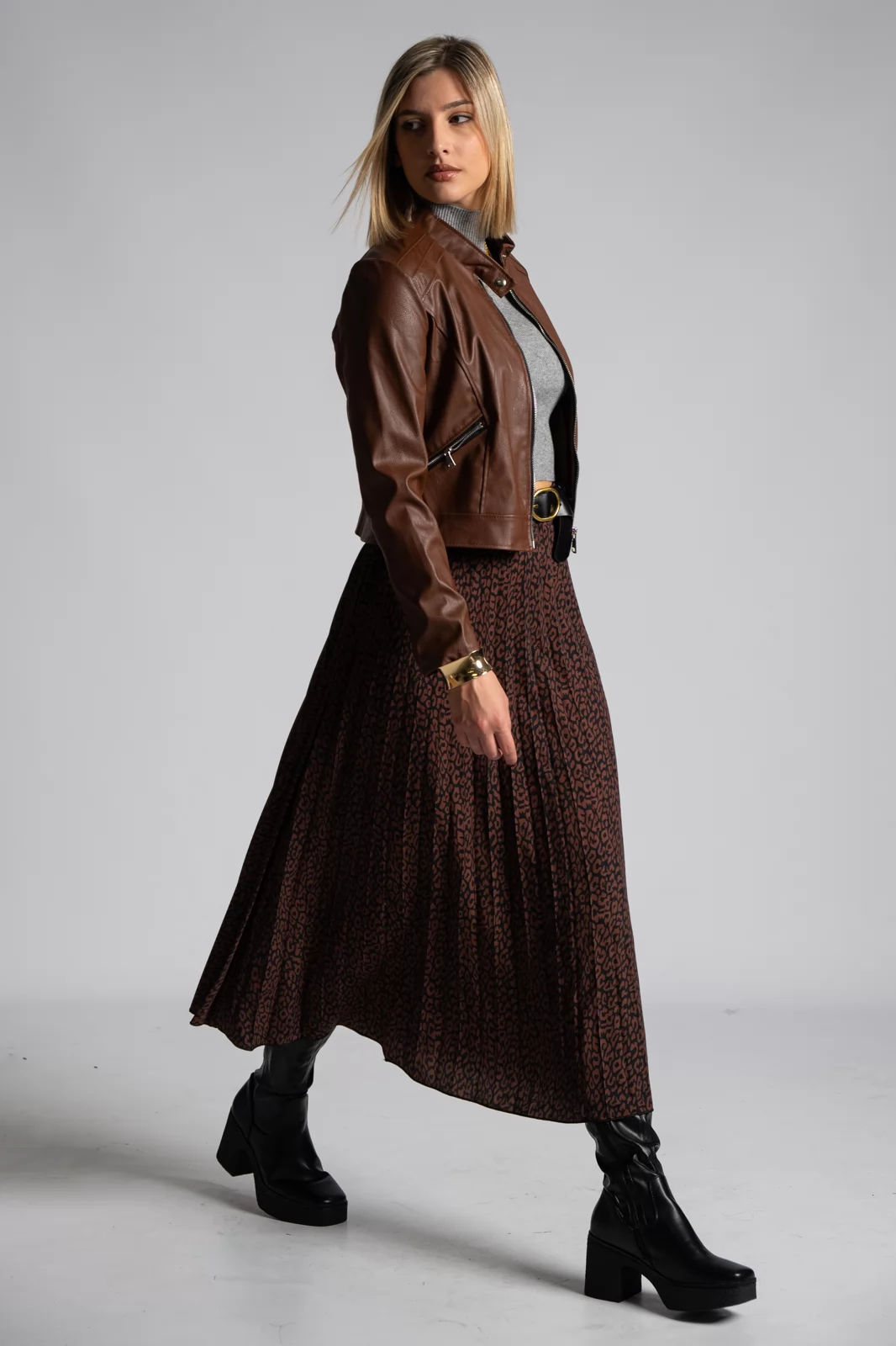 Leather pleated skirt 5xl hot sale