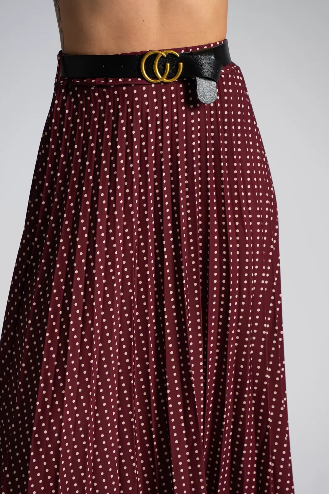Pleated Skirt Polka Dots Dark Red Marilyn Boutique