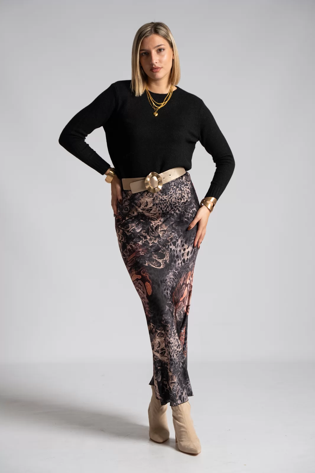 Gray snake print skirt sales