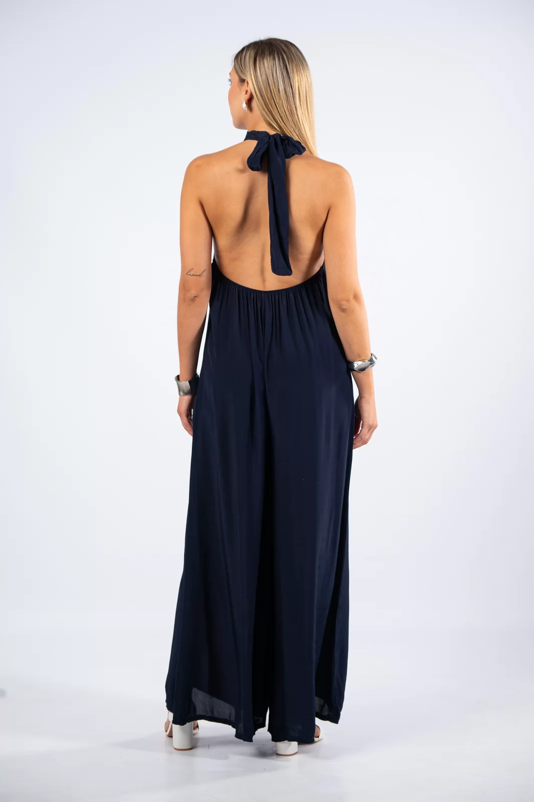 Navy halterneck jumpsuit outlet