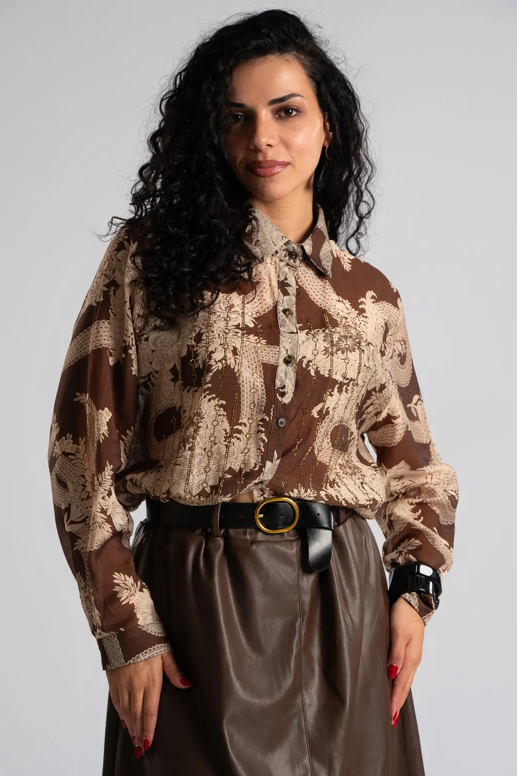 Shirt Cotton Strass Floral