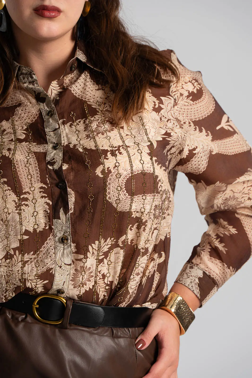 Shirt Cotton Strass Floral