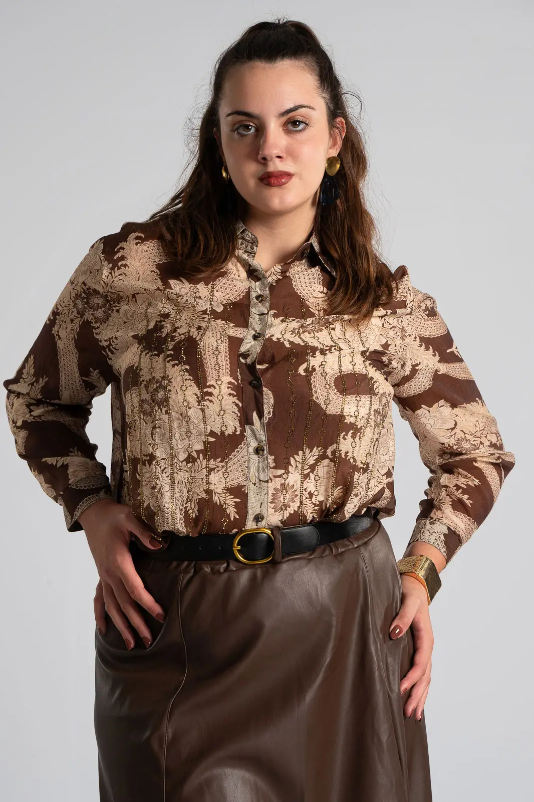 Shirt Cotton Strass Floral