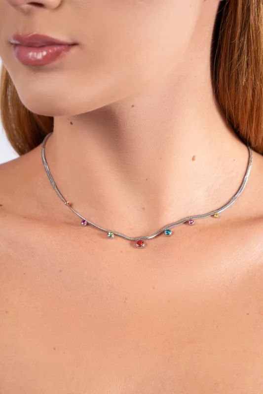 Αλυσίδα Snake Multicolor Ασημί