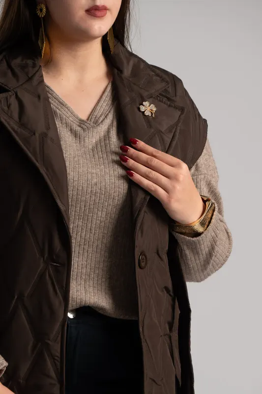 Sleeveless Quilted Belted Jacket