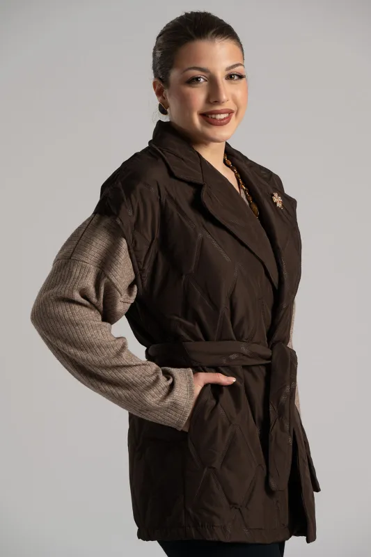 Sleeveless Quilted Belted Jacket