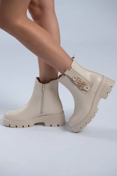 Ancle Boots Chunky Cream