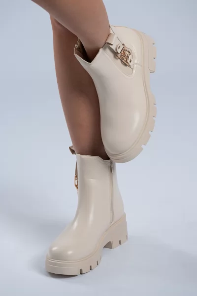 Ancle Boots Chunky Cream