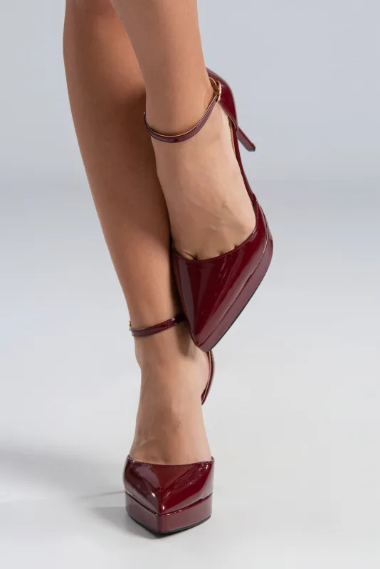 Ankle Platform Pumps Patent Leatherette