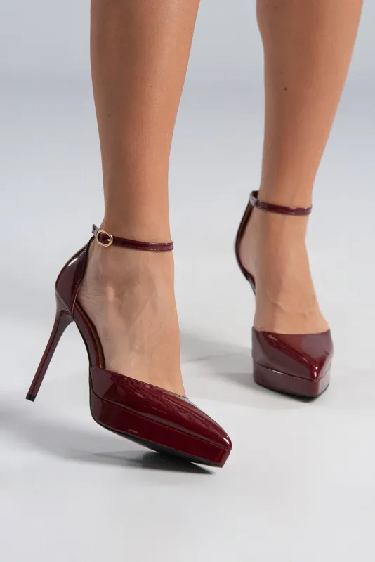 Ankle Platform Pumps Patent Leatherette