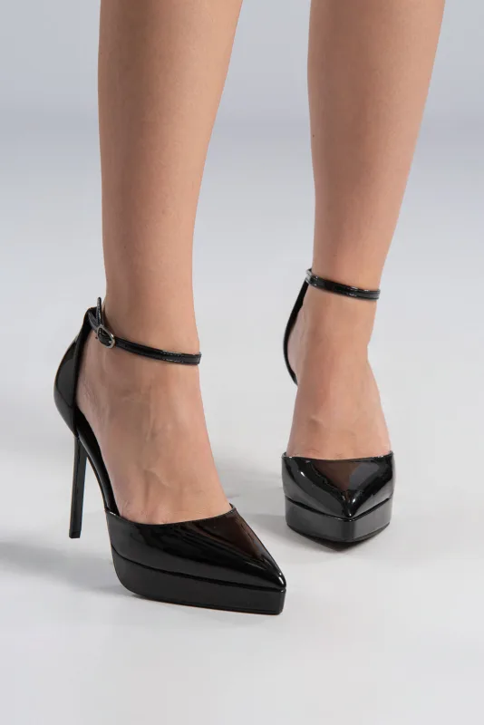 Ankle Platform Pumps Patent Leatherette