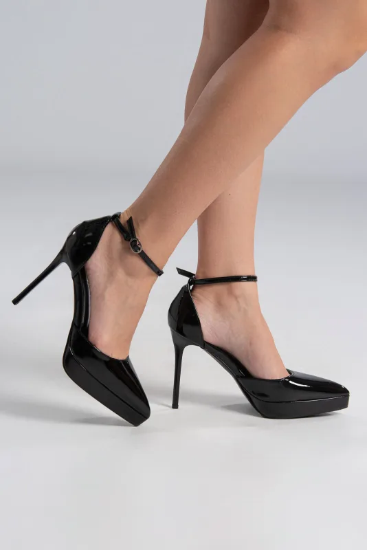 Ankle Platform Pumps Patent Leatherette