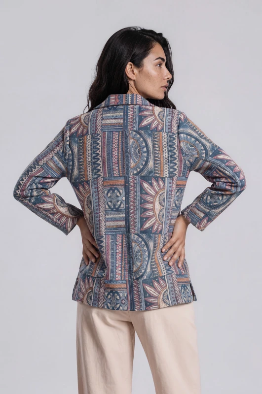 Ethnic Print Blazer Modern Design