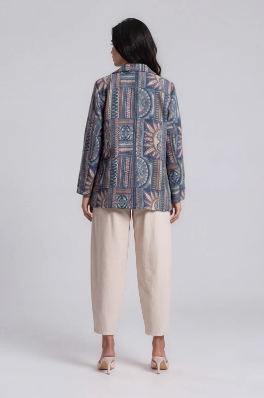 Ethnic Print Blazer Modern Design