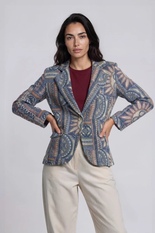 Ethnic Print Blazer Modern Design