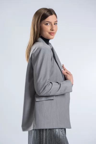 Blazer Σταυρωτό Γκρι