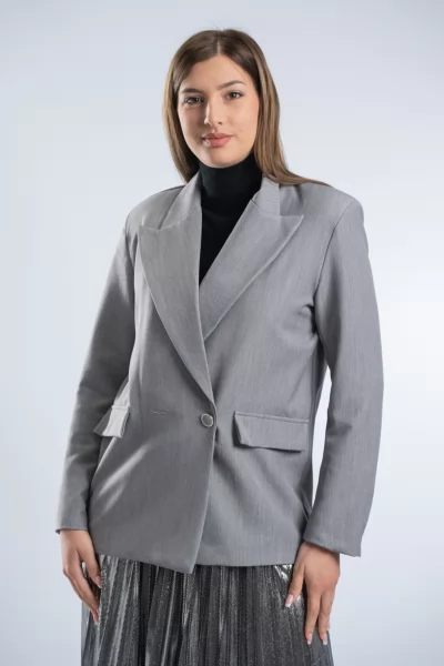Blazer Σταυρωτό Γκρι
