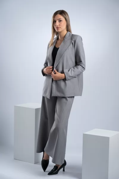 Blazer Σταυρωτό Γκρι