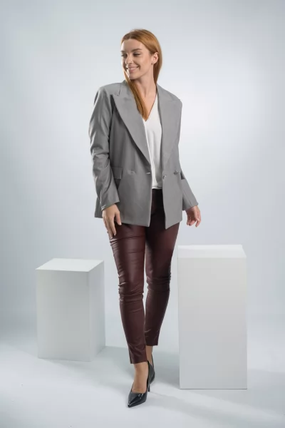 Blazer Σταυρωτό Γκρι
