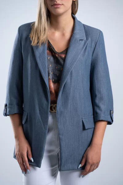 Blazer Χρυσά Κουμπιά Denim Blue