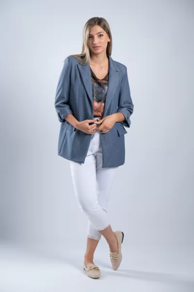 Blazer Χρυσά Κουμπιά Denim Blue