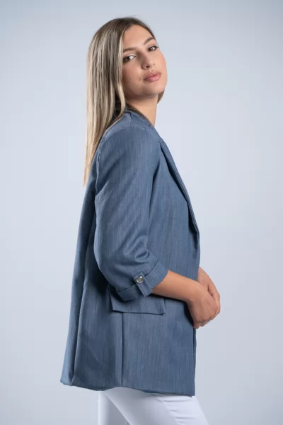 Blazer Χρυσά Κουμπιά Denim Blue