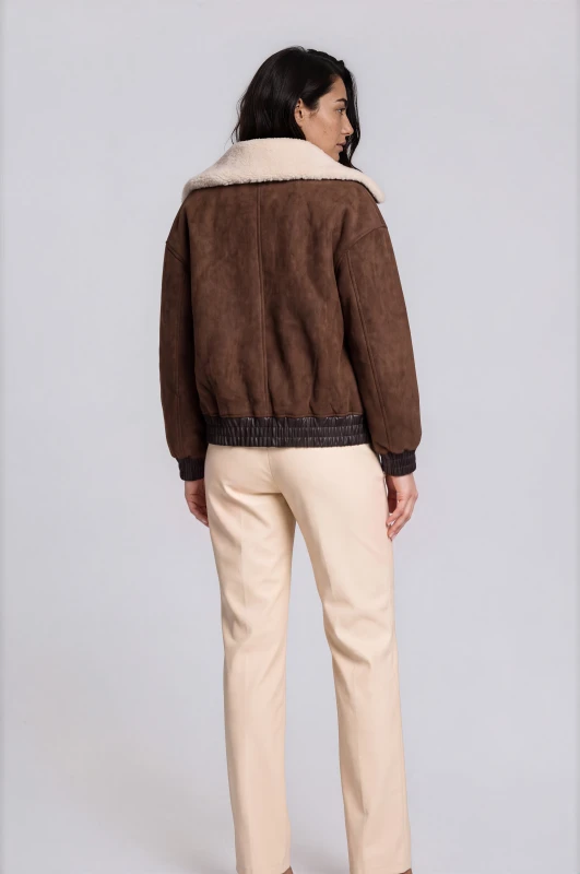 Bomber Suede with Sherpa Collar