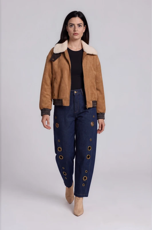 Bomber Suede with Sherpa Collar