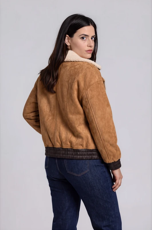 Bomber Suede with Sherpa Collar