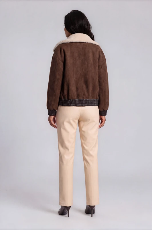 Bomber Suede with Sherpa Collar