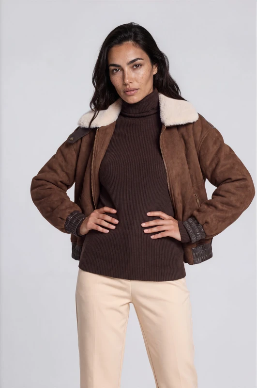 Bomber Suede with Sherpa Collar