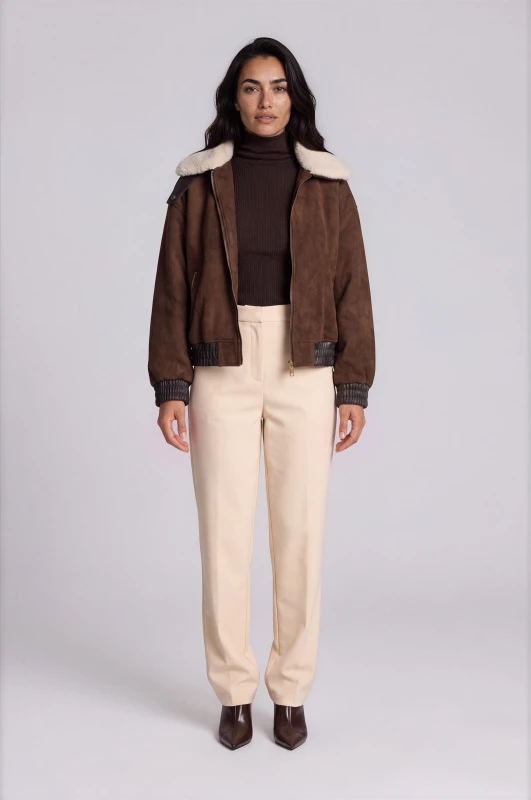 Bomber Suede with Sherpa Collar