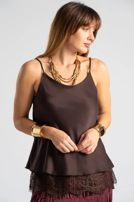 Camisole Σατέν Δαντέλα Τελείωμα