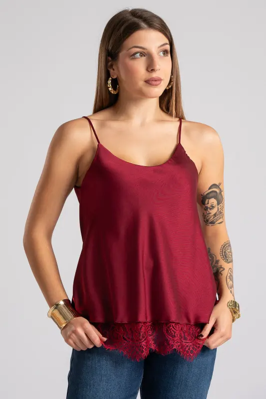 Camisole Satin Lace Trim 