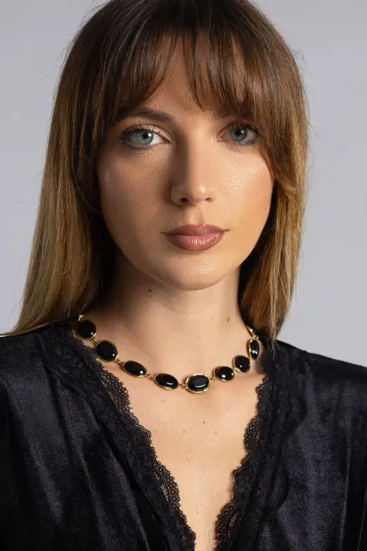 Choker Ατσάλινο Χρυσές Λεπτομέρειες