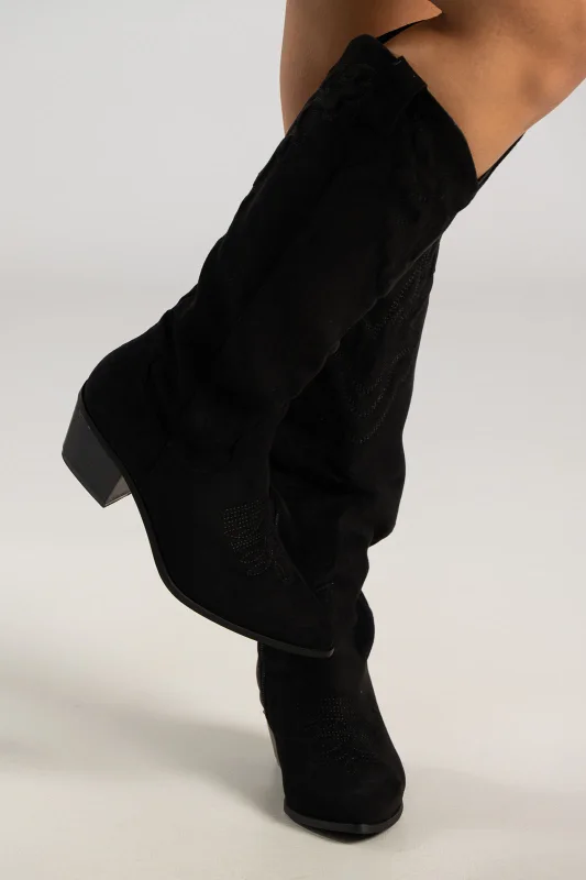 Cowboy Boots Suede Embroidery