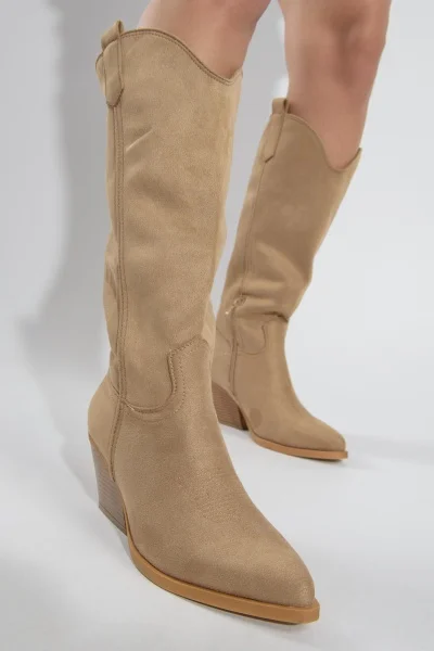 Cowboy Boots Suede Beige