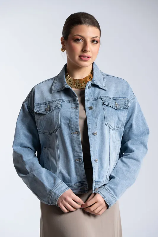 Denim Jacket Cropped Cotton