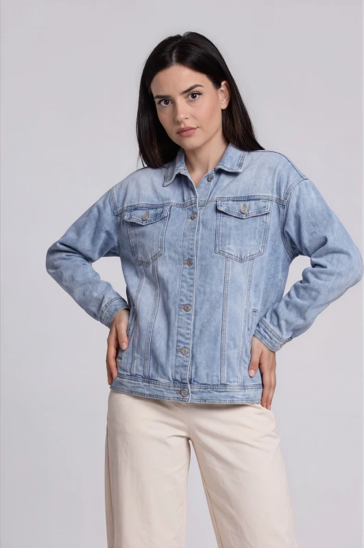 Denim Jacket Cropped Cotton