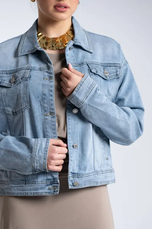 Denim Jacket Cropped Cotton