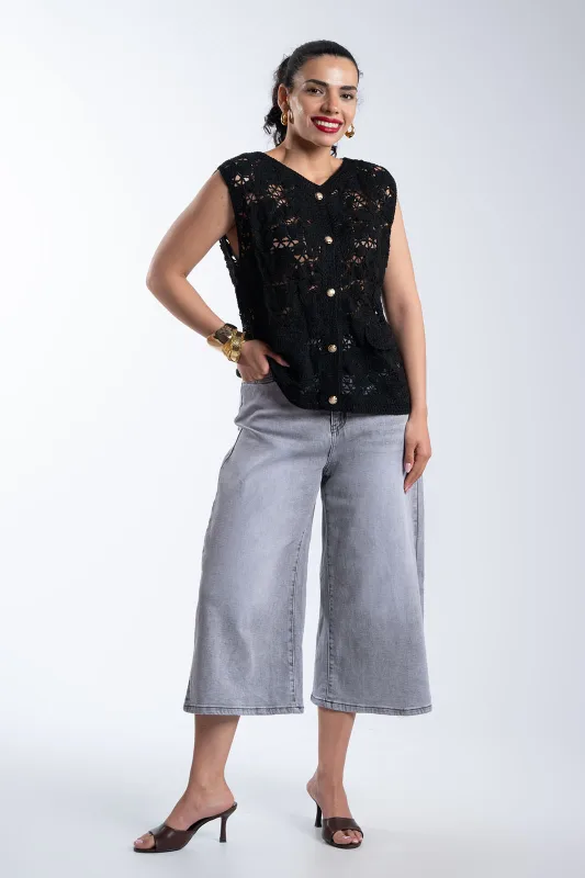 Denim Zip Culotte Ζώνη