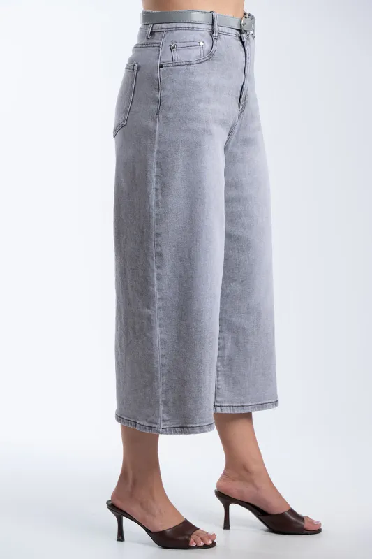Denim Zip Culotte Ζώνη
