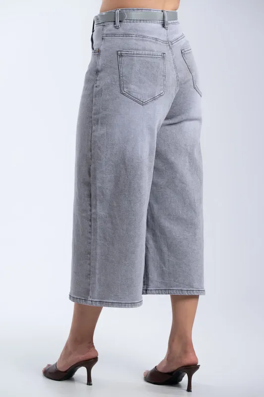 Denim Zip Culotte Ζώνη