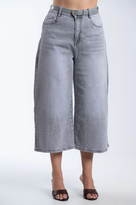 Denim Zip Culotte Ζώνη