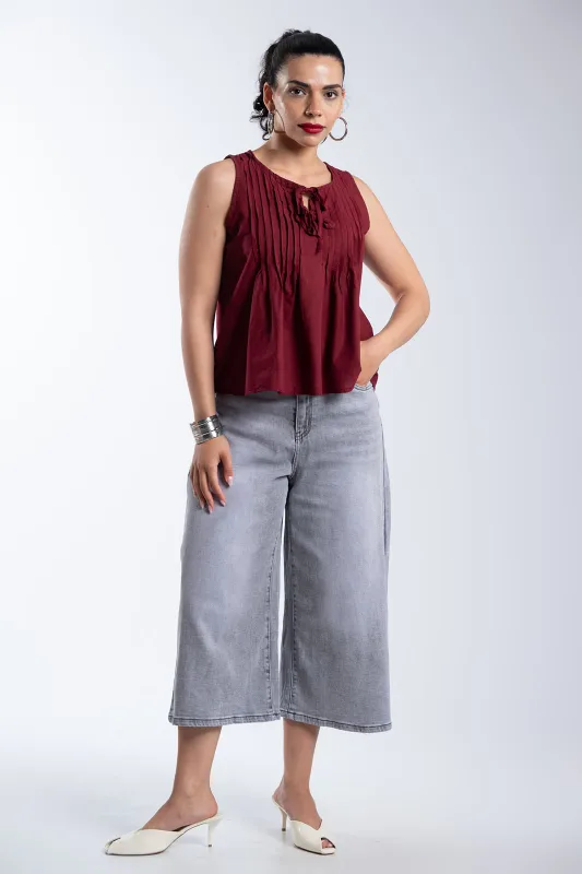 Denim Zip Culotte Ζώνη