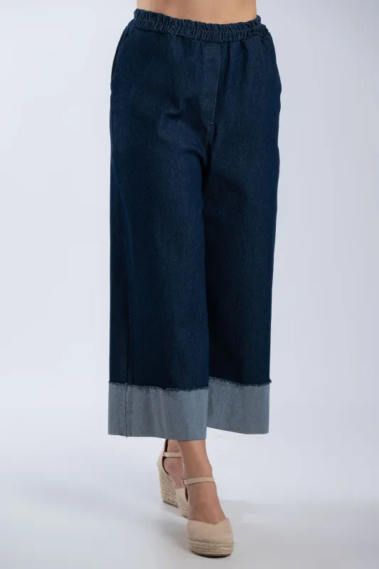 Denim Ζιπ Κιλότ Λάστιχο