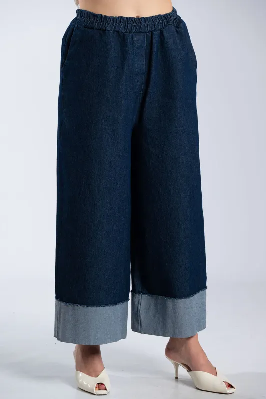 Denim Zip Culotte Waistband